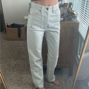 AGOLDE Recycled Leather 90’s Pinch Waist Pants Size 24 Light Gray Wisp